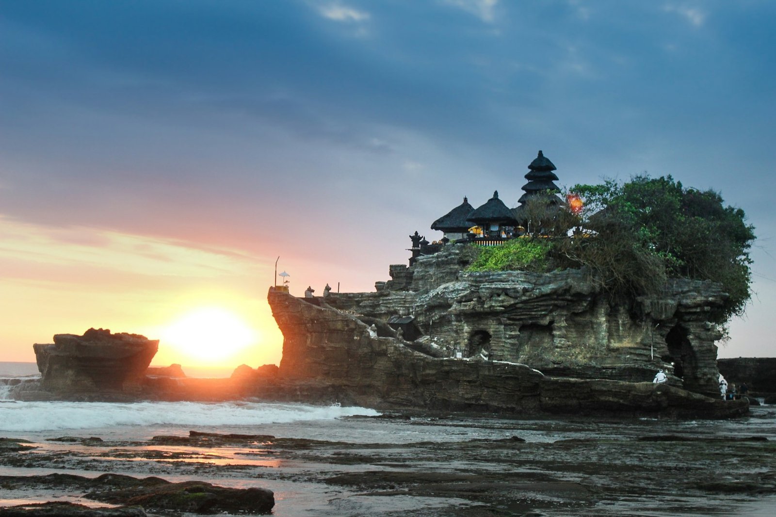 Bali temple at sunset